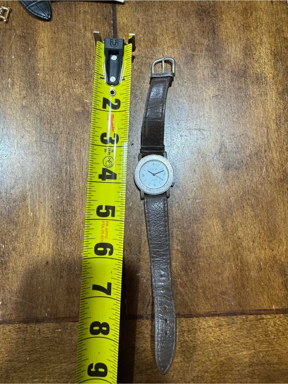 Men's Brown Leather Strap Watch with Silver-Tone Case